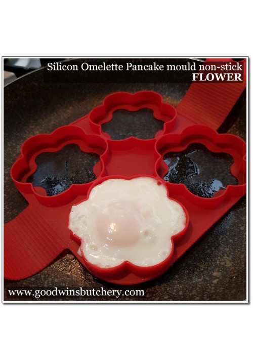 Silicon pancake-omelette mould non-stick RED FLOWER shape